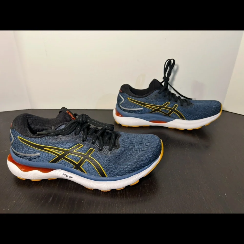 Asics Gel Nimbus 24 Running Shoes Sneakers Mens Azure/Amber Size 7.5